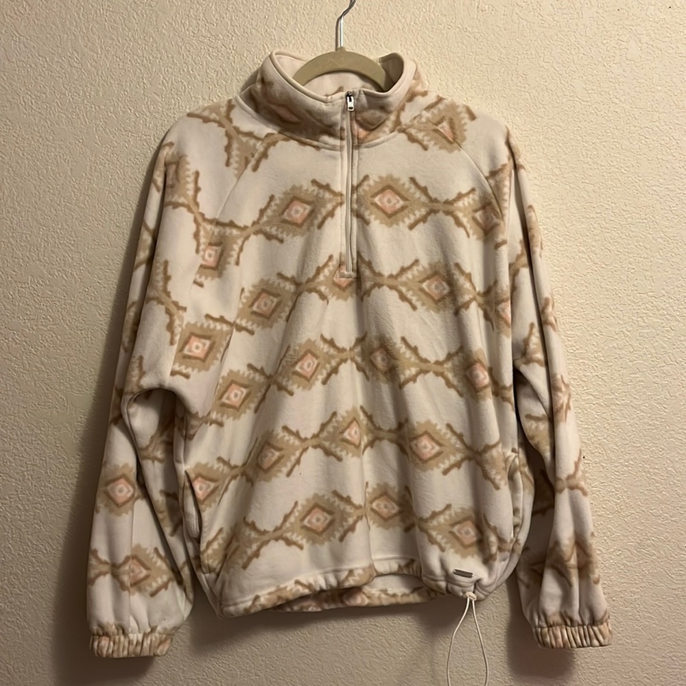 Hollister Fleece Quarter zip-up, adjustable waist